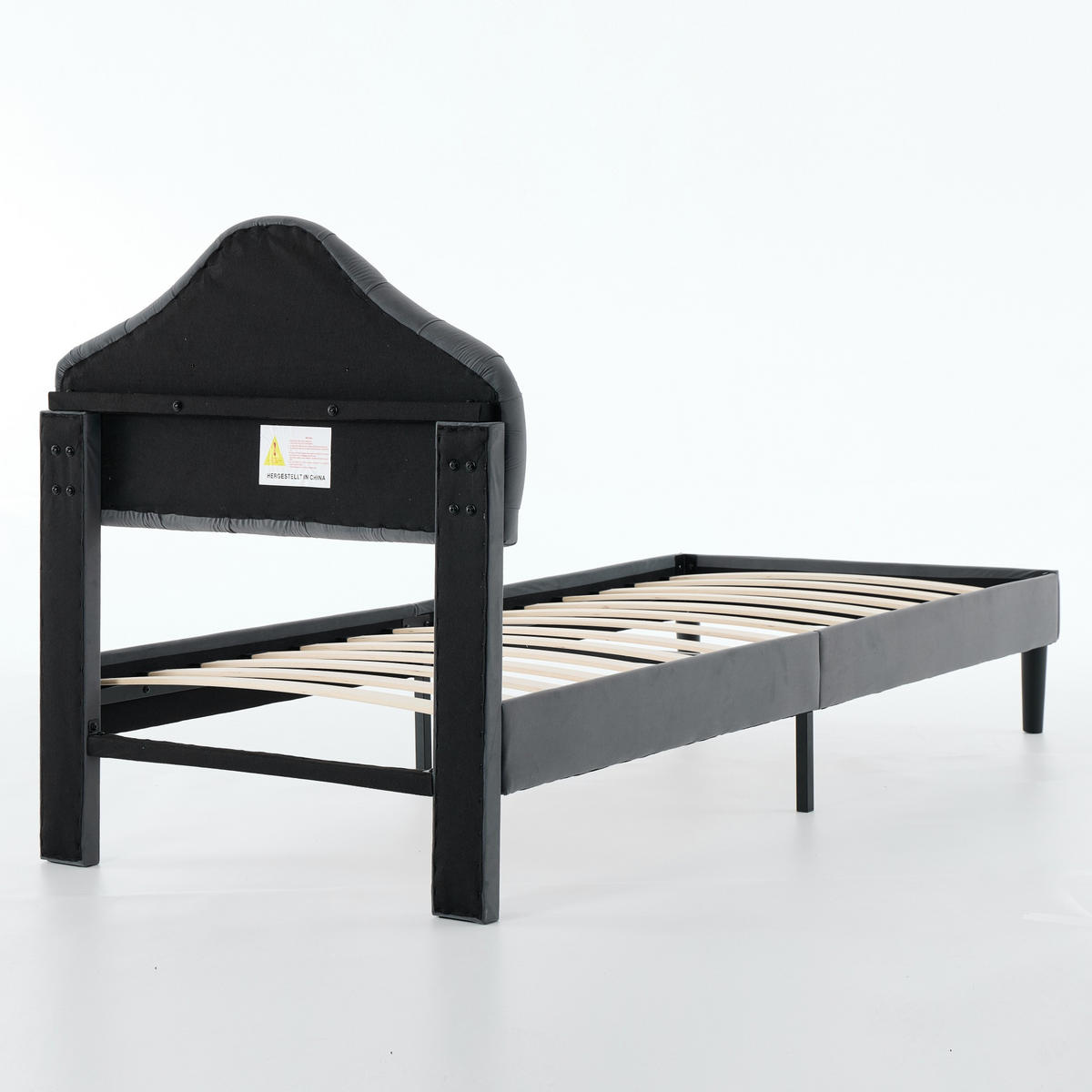 POLSTERBETT 90/200 cm DE-32939 mit verstellbarem Kopfteil Grau - Grau, Metall (90/200cm) - ComfortXL