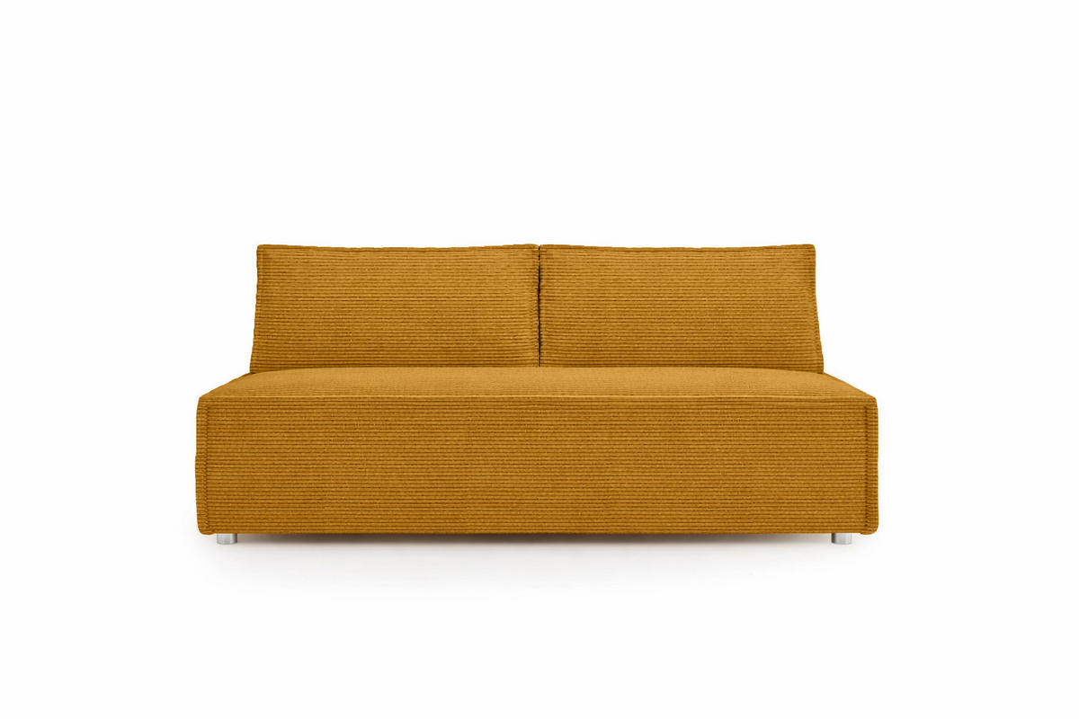 SCHLAFSOFA Mit Bettkasten DUO, Stoff Poso, Senffarbe - Gelb, Holz (198/89/90cm) - Kaiser Möbel