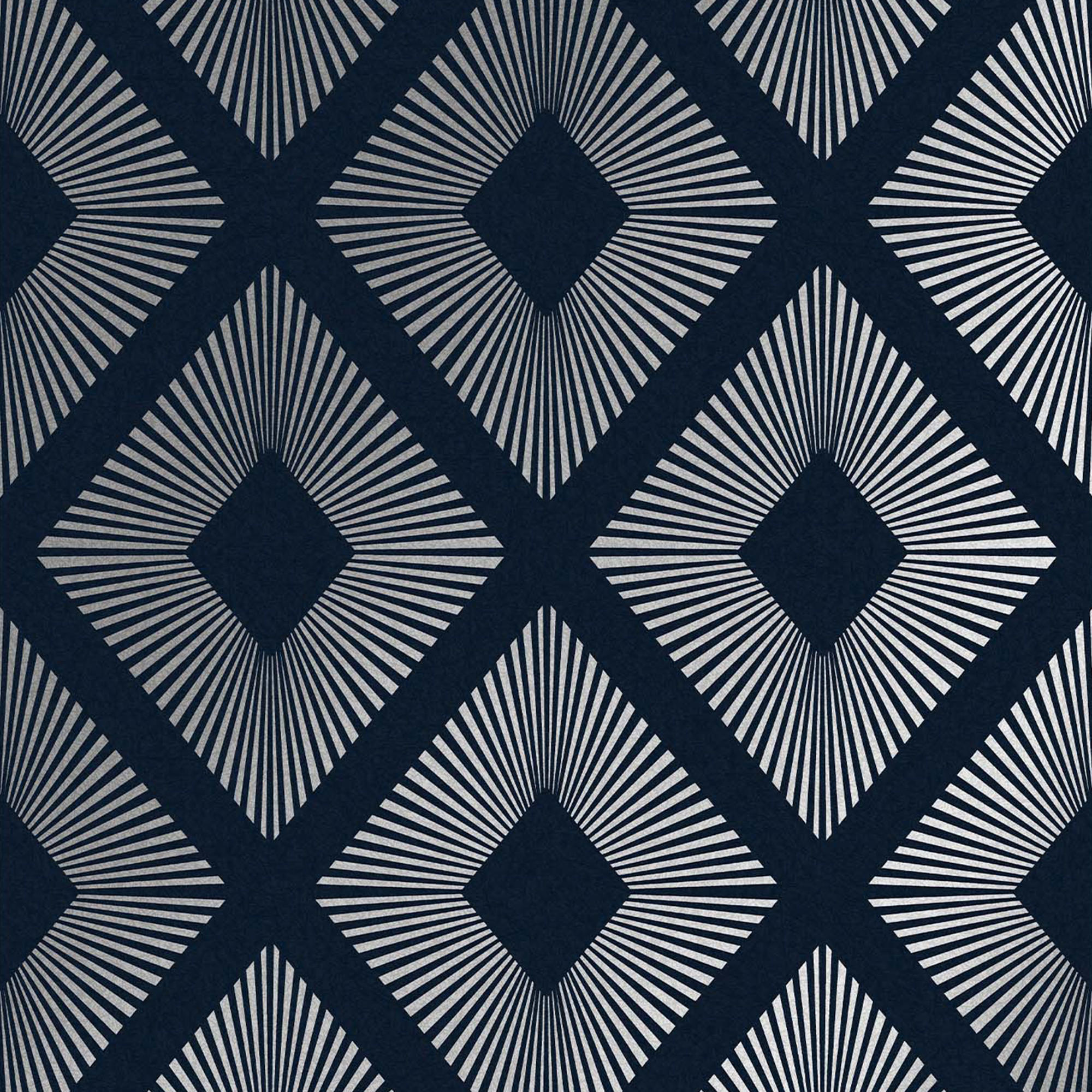 VLIESTAPETE Art-Déco Diamant Silber-Nachtblau - Blau, Papier/Kunststoff (52/1000cm) - next