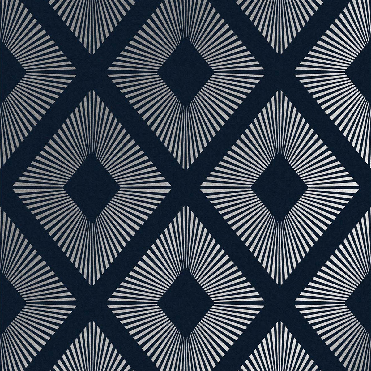 VLIESTAPETE Art-Déco Diamant Silber-Nachtblau - Blau, Papier/Kunststoff (52/1000cm) - next