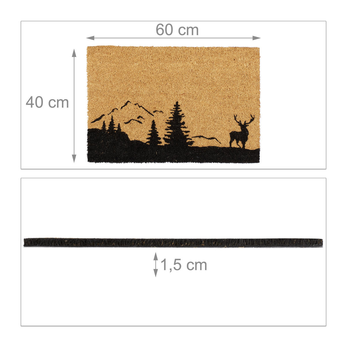 FUSSMATTE - Hellbraun, Kunststoff/Textil (60/40cm) - Relaxdays