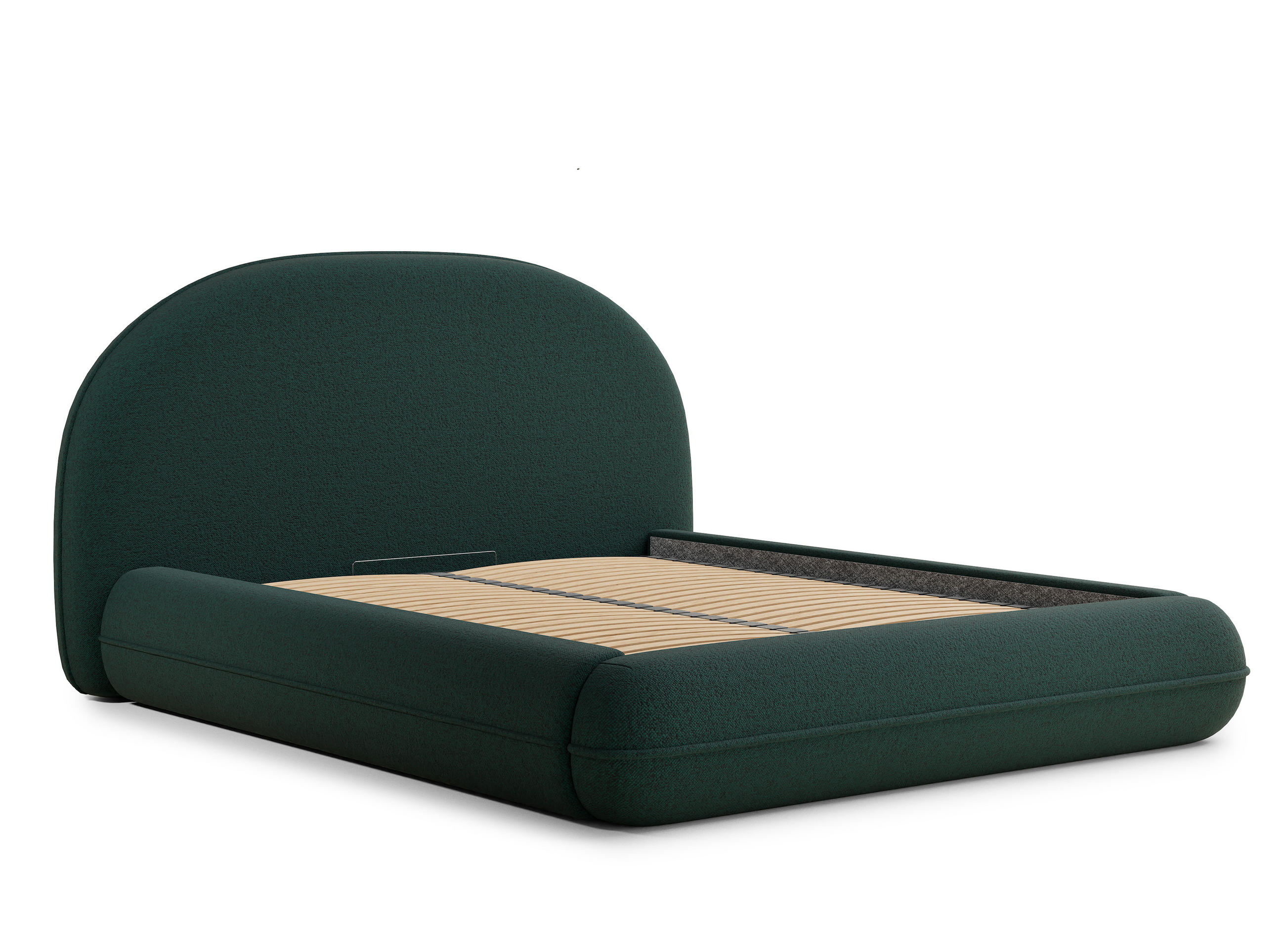 POLSTERBETT Koji Dunkelgrün 140/200 cm im Webstoff - Dunkelgrün/Schwarz, Holz/Holzwerkstoff (140/200cm) - Maison de Reve