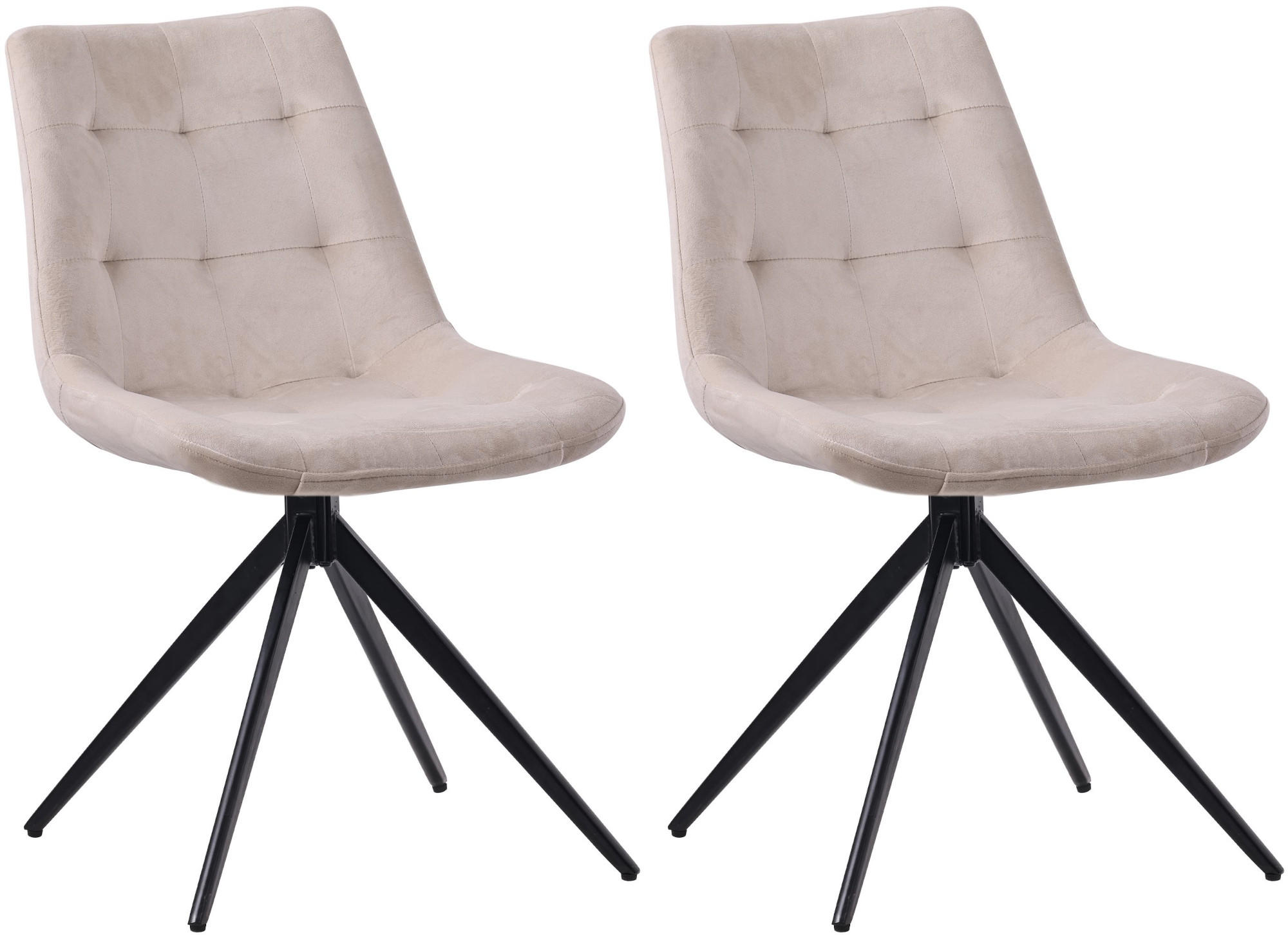 DREHSTUHL 2er Set Samt Creme - Creme/Schwarz, Textil/Metall (48/82/56cm) - CLP