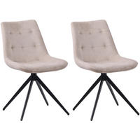 DREHSTUHL 2er Set Samt Creme - Creme/Schwarz, Textil/Metall (48/82/56cm) - CLP