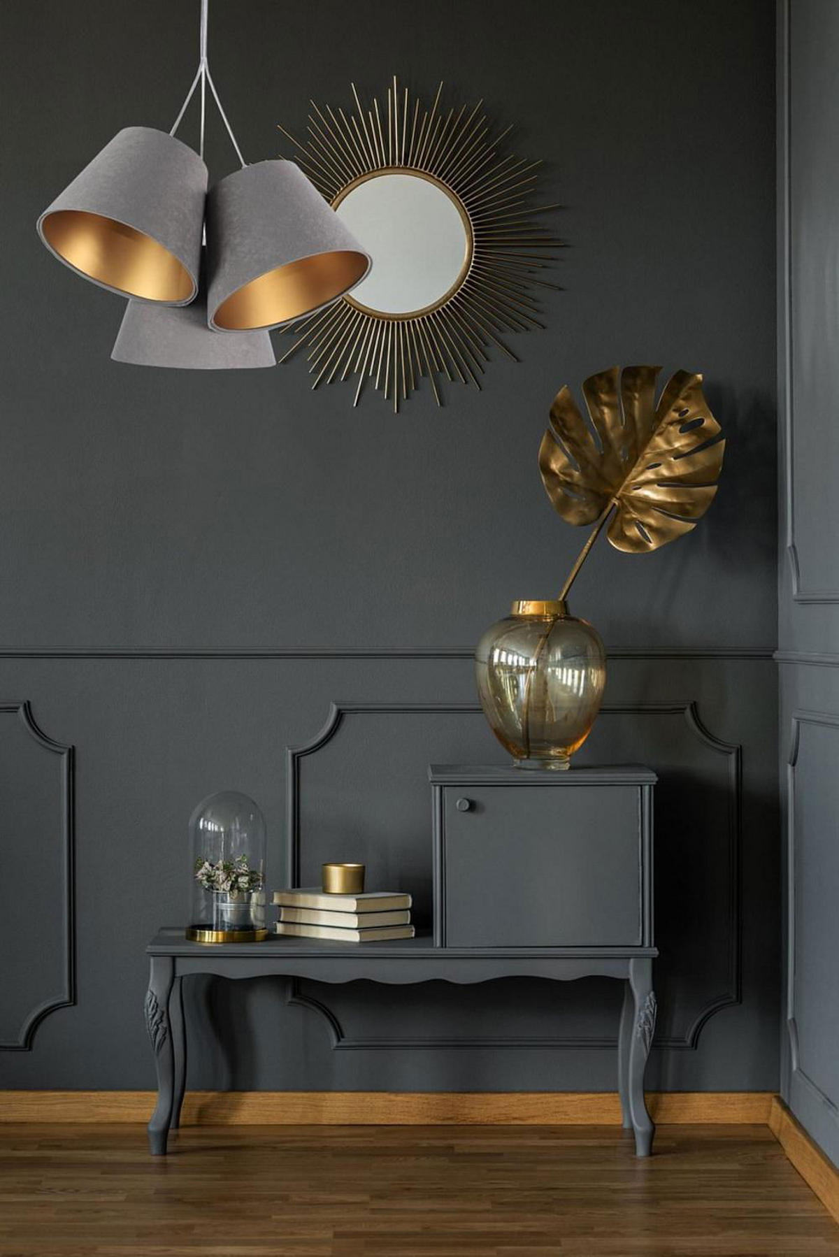 HÄNGELEUCHTE Grau 26/19 cm - Goldfarben, Kunststoff (26/0.8/19cm) - ONZENO