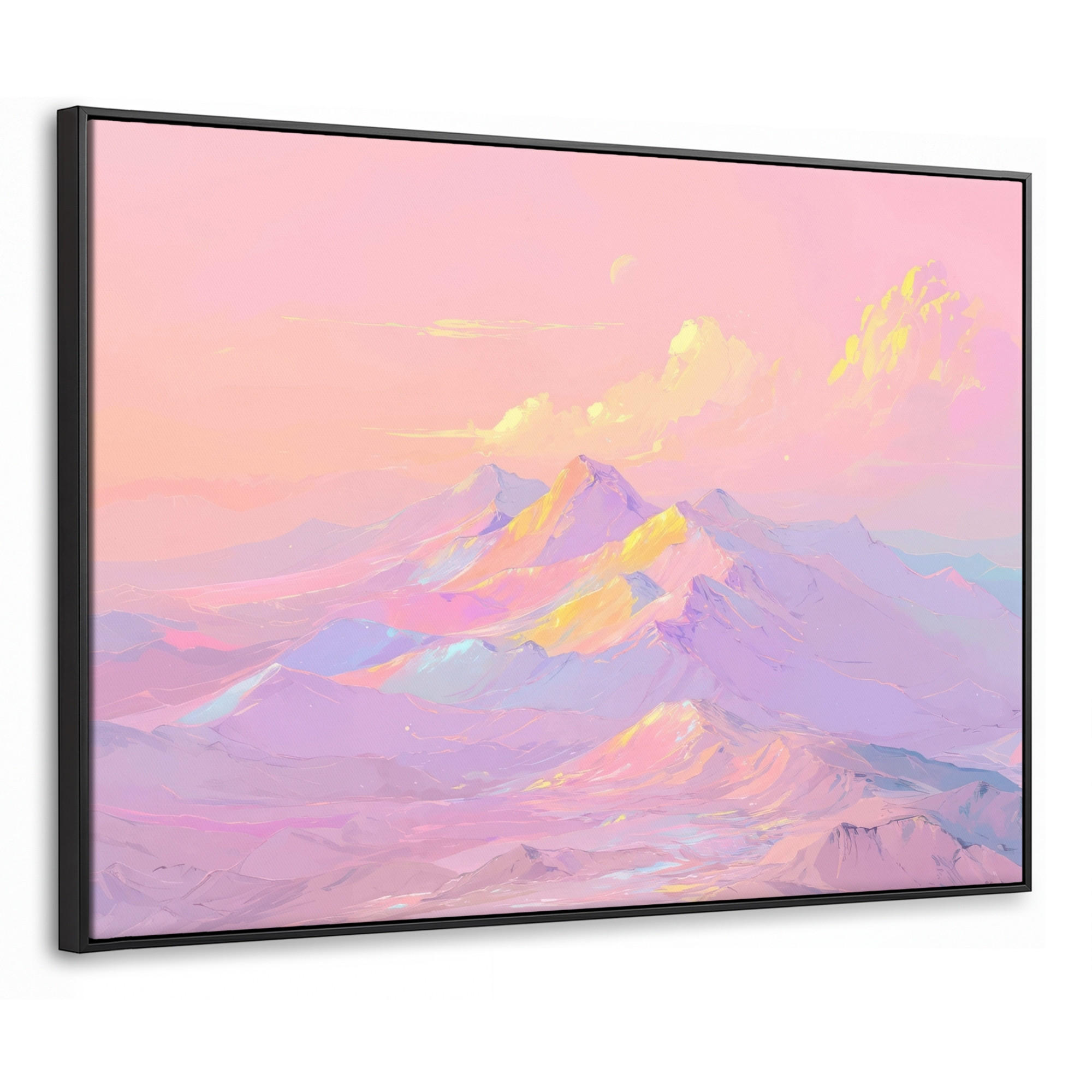 LEINWAND Bilder mit Rahmen - Berggipfel - Wolken - Verträumt - 100x70 - Hellrosa, Textil (100/70cm) - OnlyWow