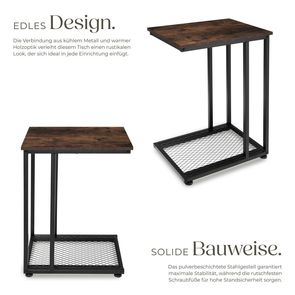 BEISTELLTISCH Eton,48 x 35 x 66 cm,Industrial Holz dunkel, rustikal - Rostfarben, Holz (48/35/66cm) - tectake