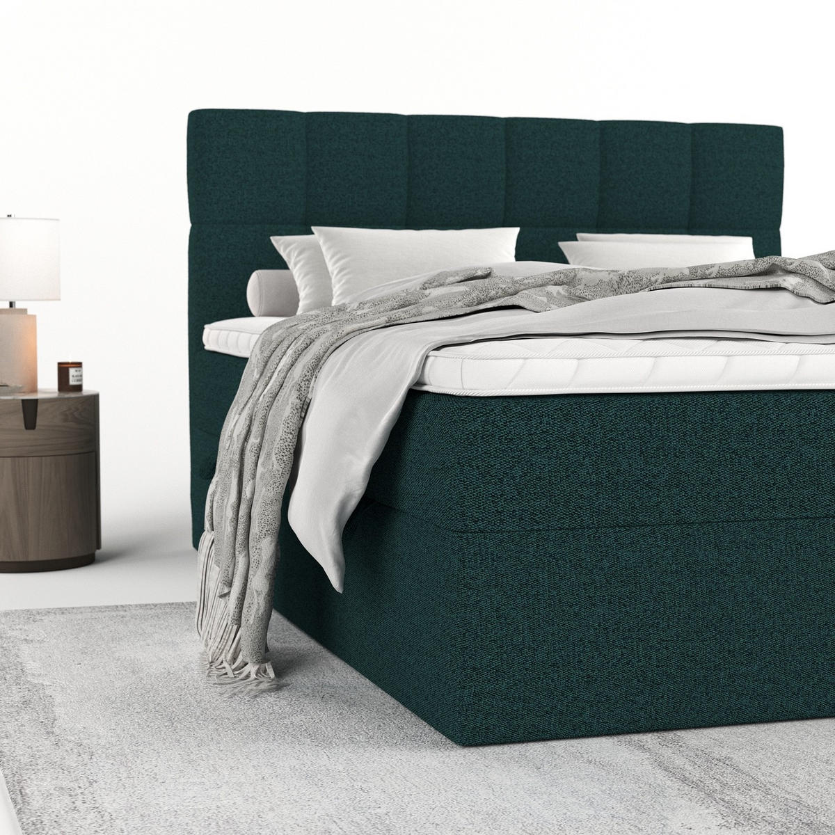 POSTEL BOXSPRING VARENO 200/200 Zelená - černá/zelená barva, kov/dřevo (200/200cm) - AltaBeds