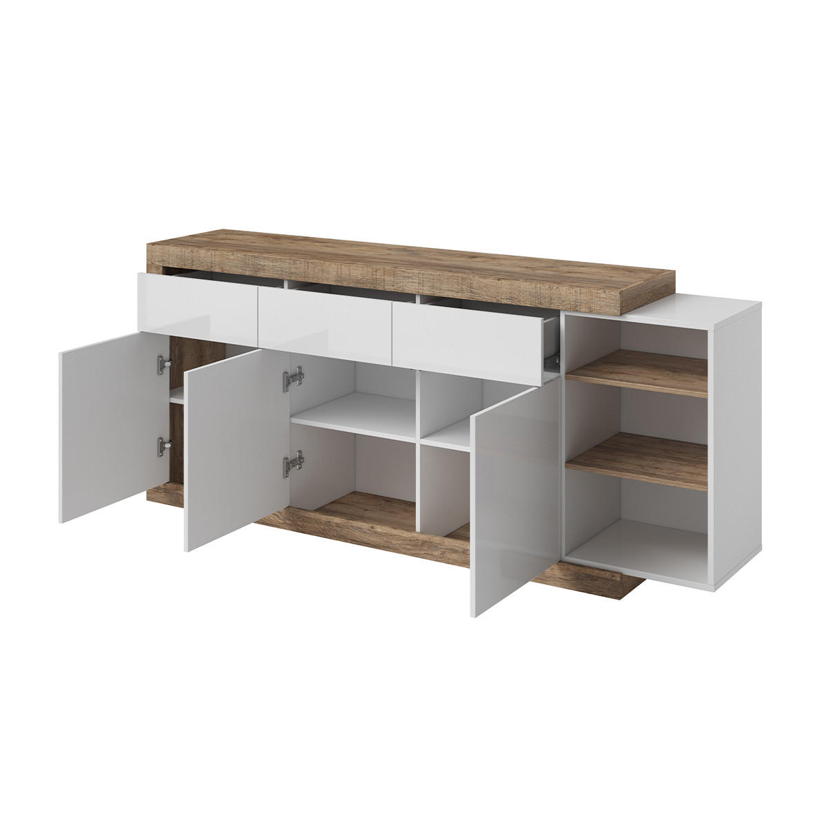 SIDEBOARD Azior Weiß und Holz - Weiß, Holzwerkstoff (200/85.7/40cm) - Petits-meubles