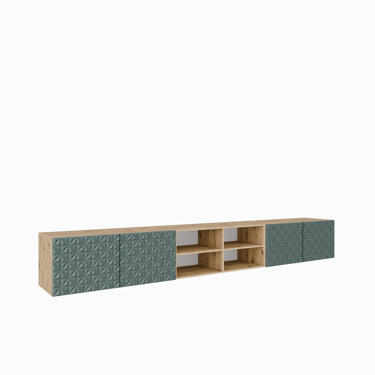 LOWBOARD ROVA 300/41/40 cm, Hängender TV-Schrank Eiche Artisan / Grün - Eiche Artisan/Grün, Holzwerkstoff (300/41/40cm) - MASSENO