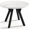 ESSTISCH Twixy runder ausziehbarer, Marmor Weiß 90-170/90/76 cm - Ecru/Schwarz, Holz/Holzwerkstoff (90/90/76cm) - WFL GROUP