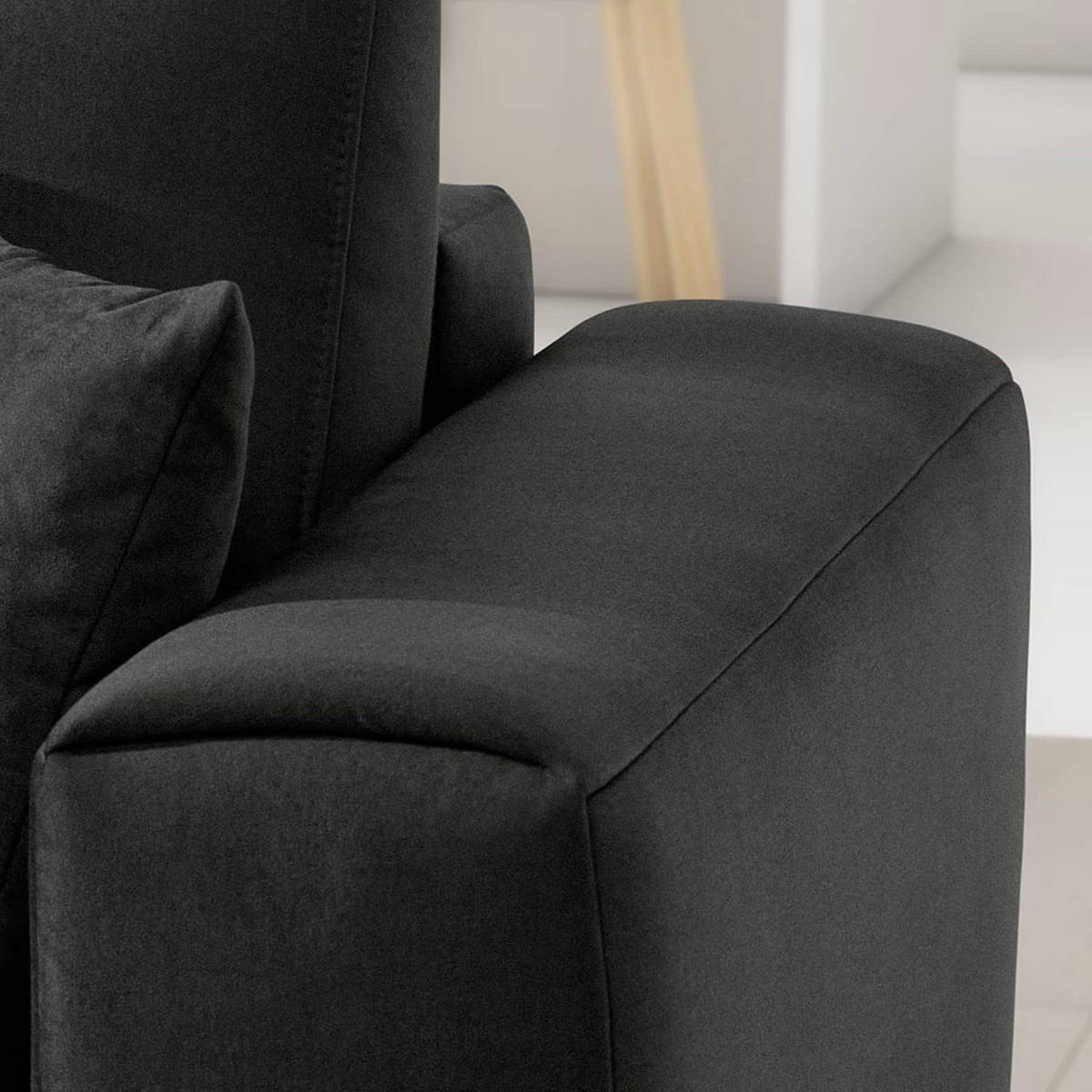ECKSOFA mit Schlaffunktion und Bettkasten, Loco-Stoff - Dunkelgrau/Schwarz, Textil/Metall (190/289cm) - Eltap