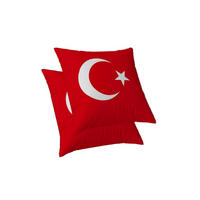 KISSENBEZUG 45 x 45 cm 2er-Set Türkei-Flagge Leinenoptik - Rot, Textil (45/45cm)
