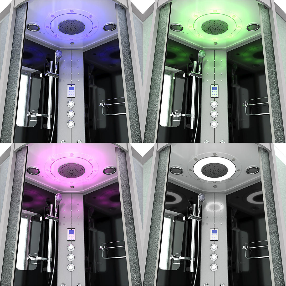 DAMPFDUSCHE Dusche D46-63M3-EC sw 100x100 - Schwarz, Glas/Kunststoff (100/100/225cm) - AcquaVapore by Sandra Jentho