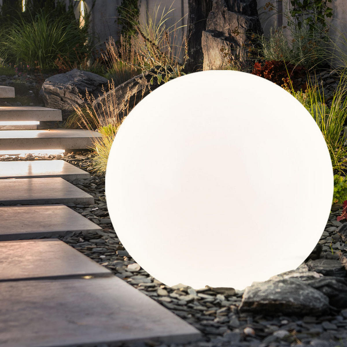 LED AUSSENLEUCHTE Solarkugel Weiß Silber 2er Set - Weiß, Kunststoff (30/62/30cm)