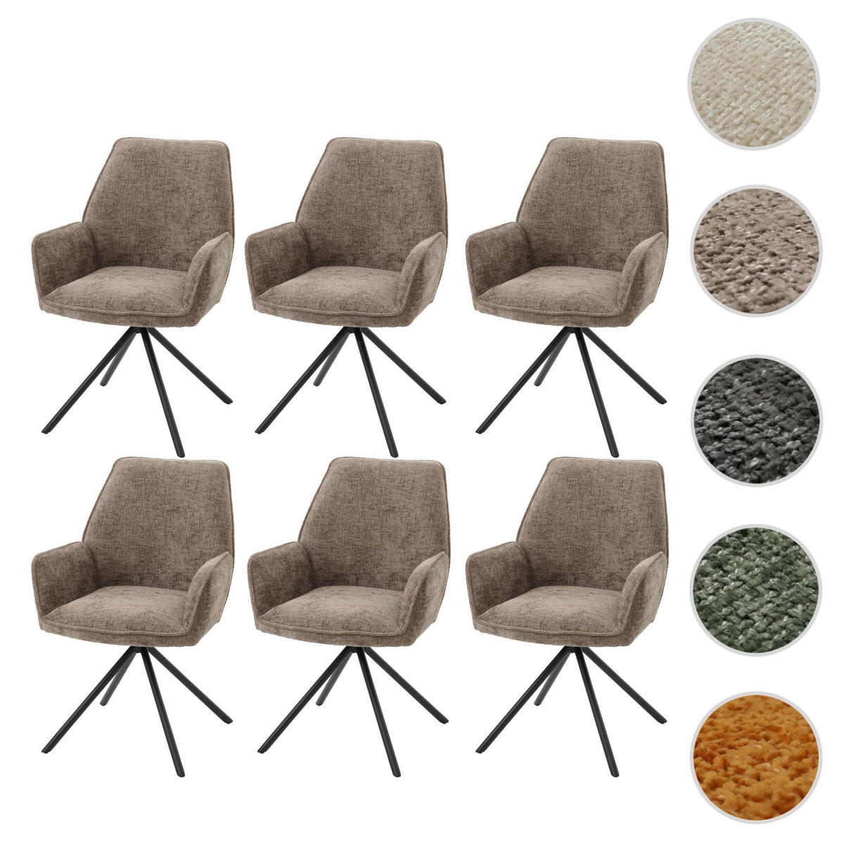 ESSZIMMERSTUHL Braun, Schwarz 6er-Set - Schwarz/Braun, Textil (60/86/60cm) - MCW