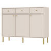 SIDEBOARD Oktio Sandbeige 125 cm - Beige/Goldfarben, Holzwerkstoff/Metall (124.5/95/40.8cm) - Selsey
