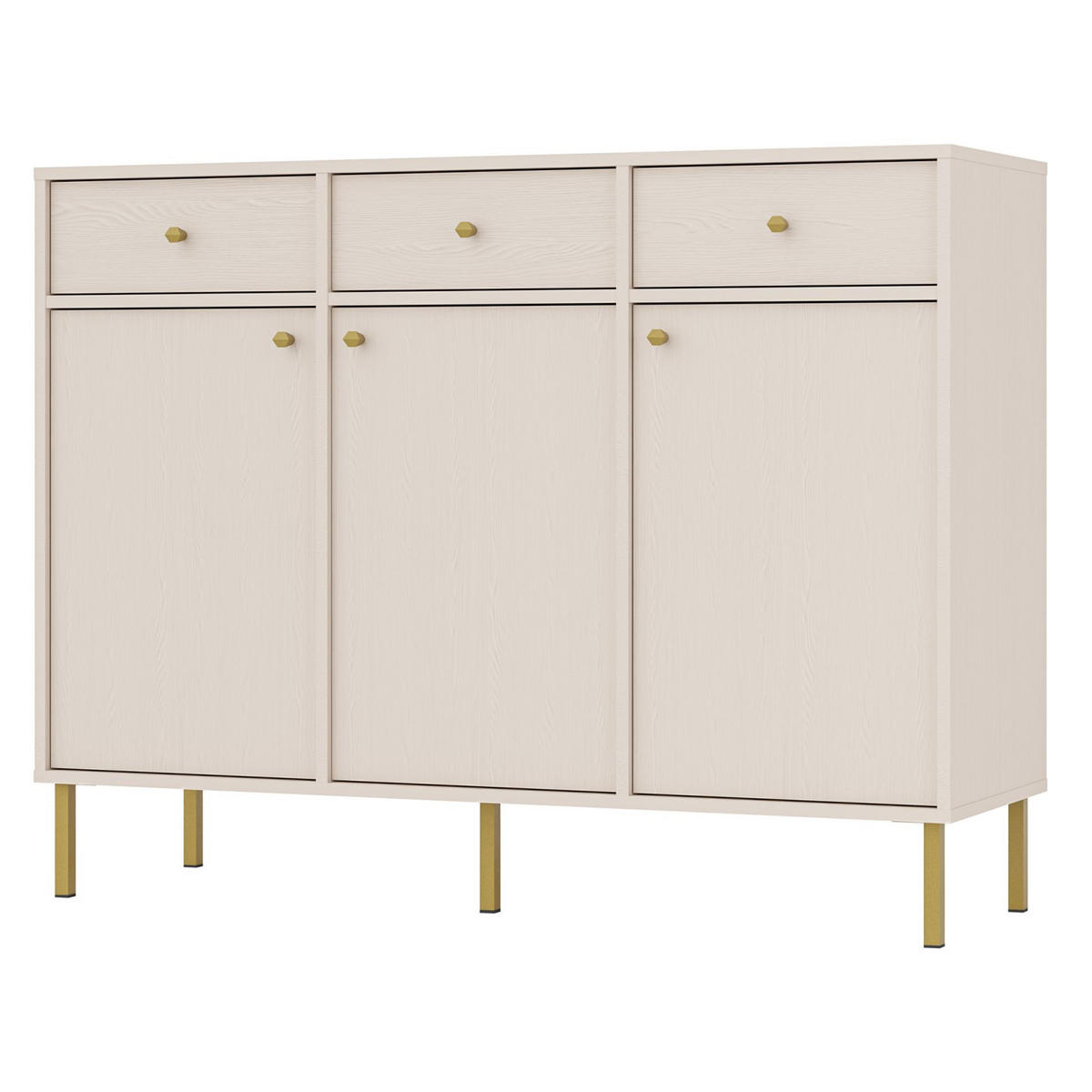 SIDEBOARD Oktio Sandbeige 125 cm - Beige/Goldfarben, Holzwerkstoff/Metall (124.5/95/40.8cm) - Selsey