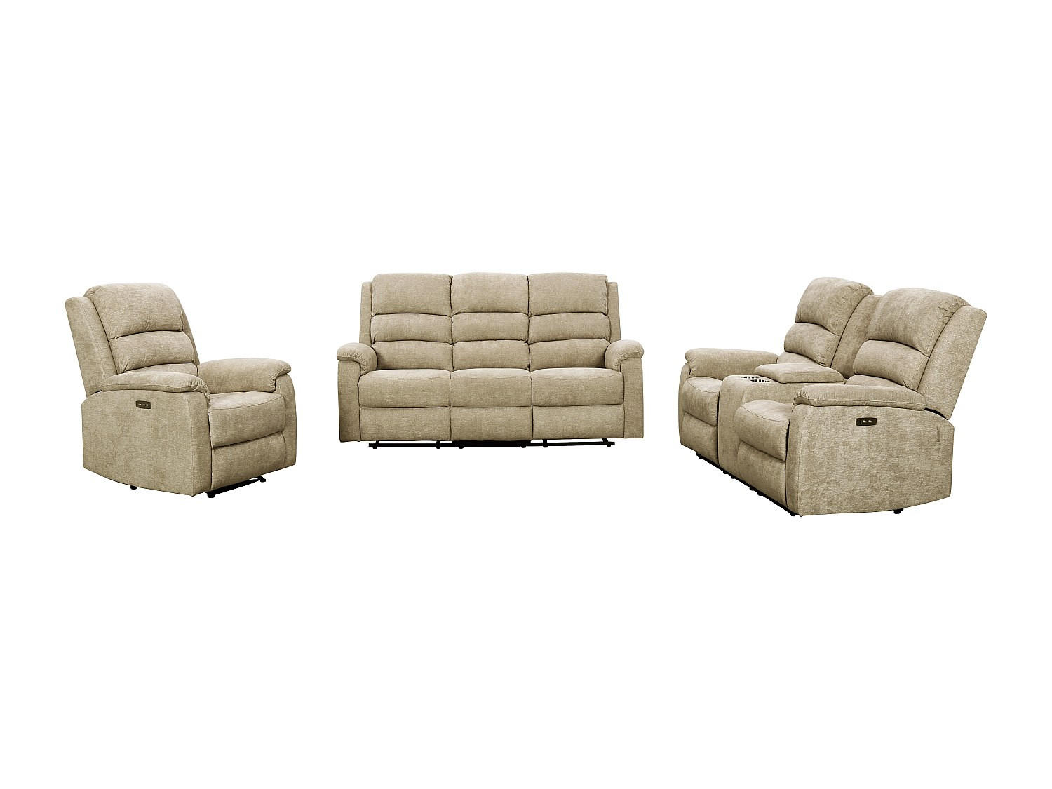 COUCHGARNITUR mit Sessel - 6 Personen - Stoff - Taupe NEVERS - Taupe, Textil (187/103/95cm) - Vente-Unique