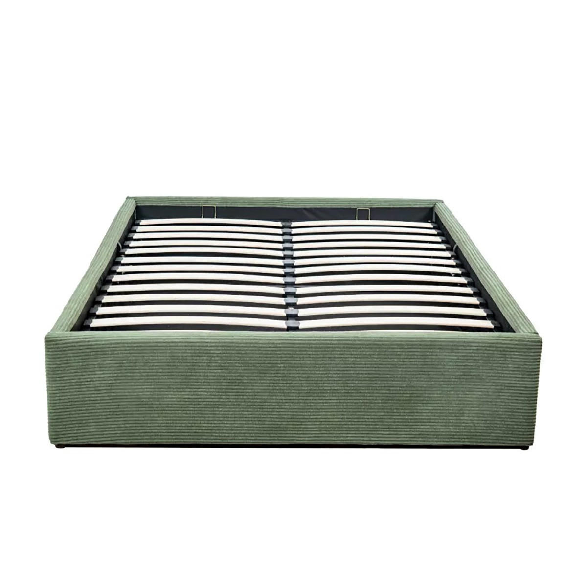 BETTKASTEN bezogen mit samt romy 204/152/36,5 cm - Grün, Holz (190/140cm) - Calicosy