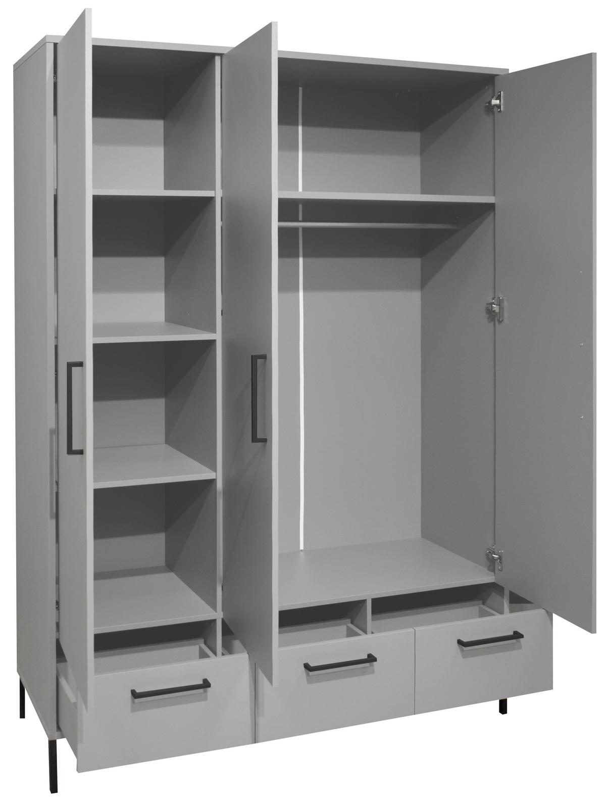 BABYZIMMER Olaf in Kreidegrau matt Lack und Anthrazit 8 teilig inklusive Matratze - Grau, Holzwerkstoff (120/200/80cm)