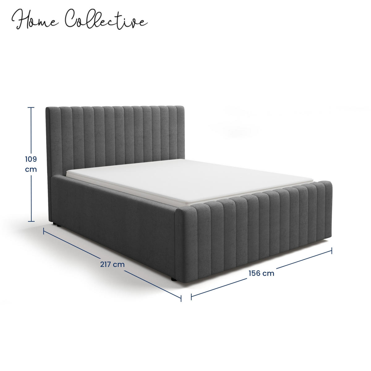 POLSTERBETT 140x200 cm in Graphit - Graphitfarben, Textil (140/200cm) - Home Collective
