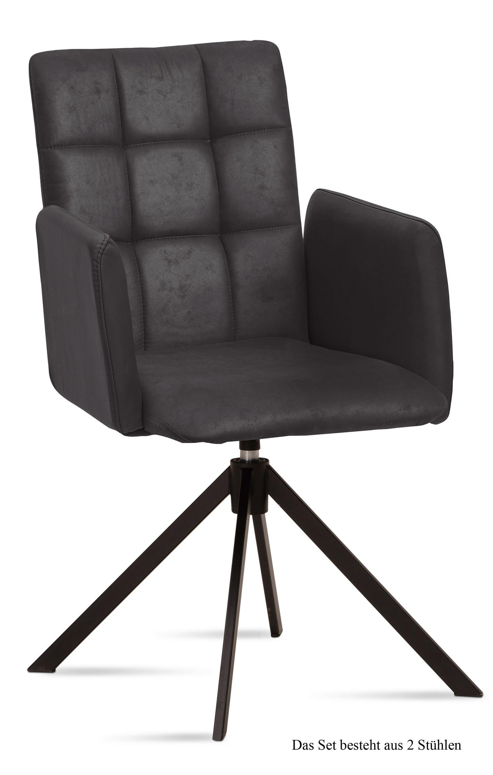 ARMLEHNSTUHL drehbar (2er-Set) Deeann 52x91x60 Schwarz/Anthrazit - Anthrazit/Schwarz, Kunststoff (60/91/52cm) - 58aufmkessel