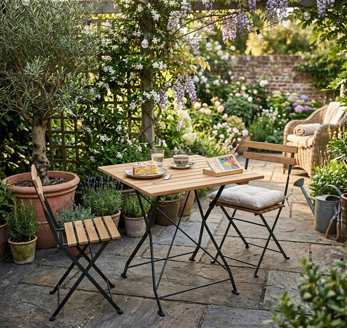 KLAPPTISCH Bad Belzig aus Robinienholz 70x70 cm, Stahlgestell Grün - Braun, Holz (70/70/72cm) - TPFGarden