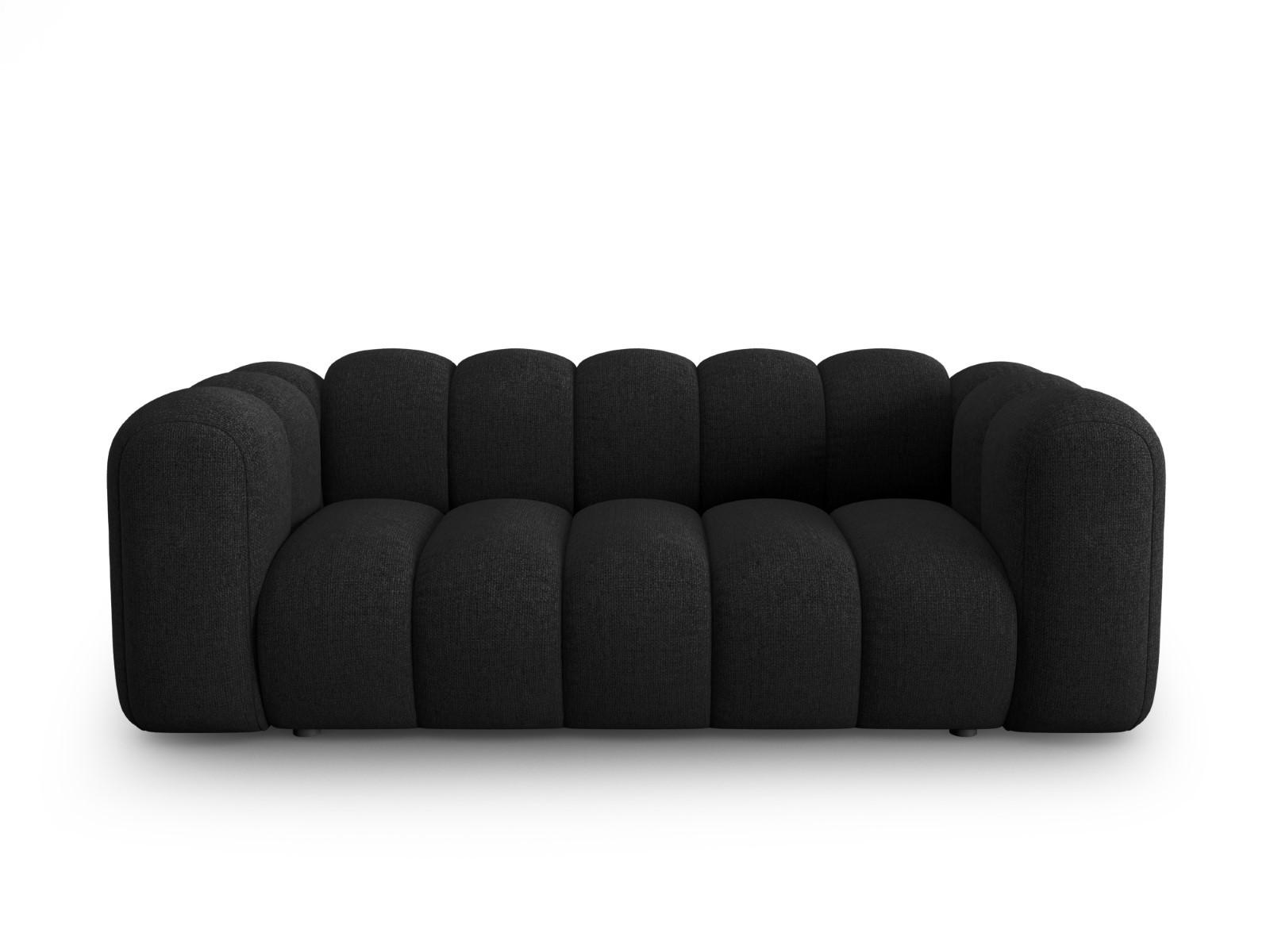 SOFA Lupine aus Chenille-Stoff schwarz 2 Sitzplätze - Schwarz, Textil (95/70/200cm) - Micadoni