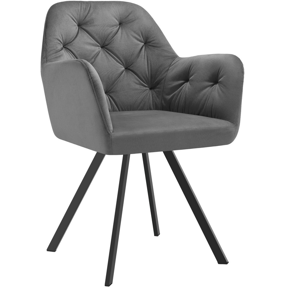 ARMLEHNSTUHL Samt Drehbarer Lucia 58 x 58 x 87 cm anthrazit - Anthrazit, Kunststoff (58/87/58cm) - tectake