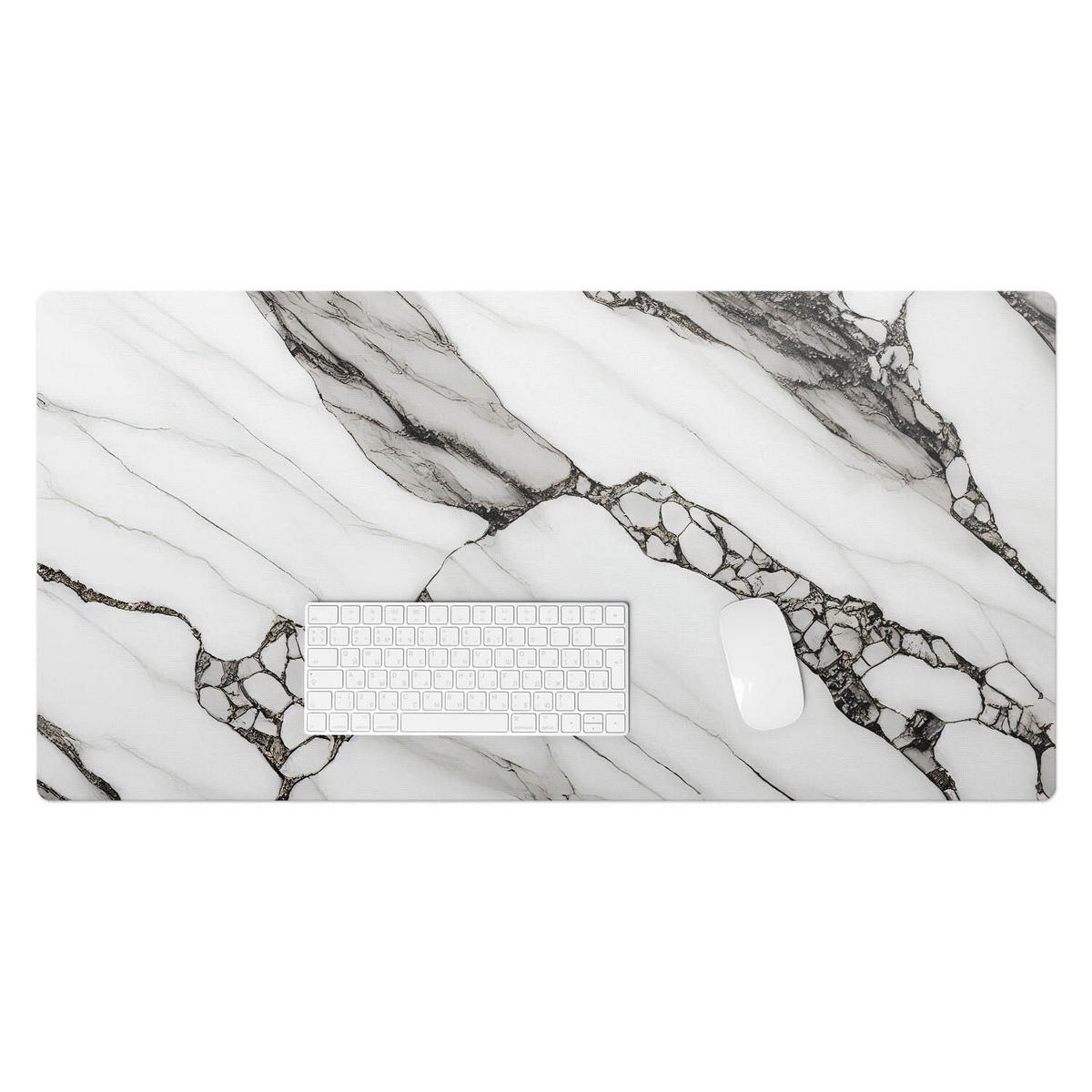 SCHREIBTISCHUNTERLAGE 100x50 cm Schwarz-Weiß - Weiß Hochglanz, Kunststoff (100/50/1.6cm) - Wallfluent