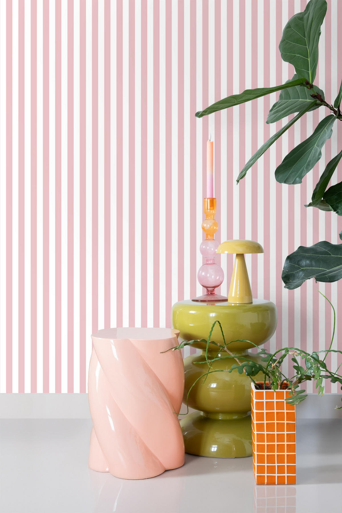 TAPETE Streifen 53 cm x 10.05 m - Pink, Papier (53/1000cm) - ESTAhome