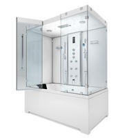 BADEWANNE Dusche K80-WS-TH-A-EC-SC-EA Duschtempel - Weiß, Glas/Kunststoff (100/180/228cm) - AcquaVapore by Sandra Jentho