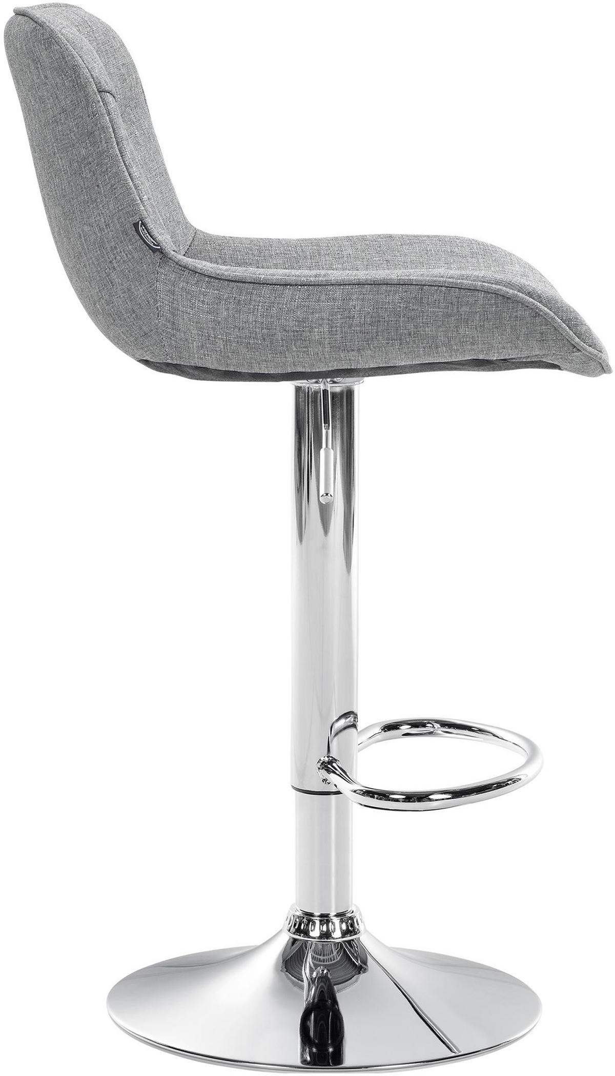 BARHOCKER 2er Set Stoff grau - Chromfarben/Grau, Textil/Metall (49/85/51cm) - CLP