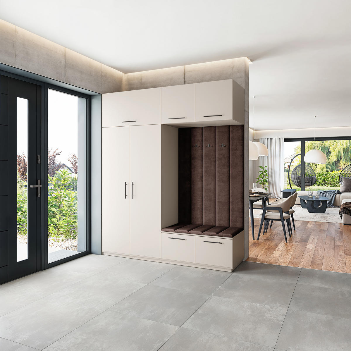 GARDEROBENSCHRANK REMA 200/240/60 cm Modern Garderobe-Set Kaschmir - Kaschmir/Braun, Holzwerkstoff (200/240/60cm) - MASSENO