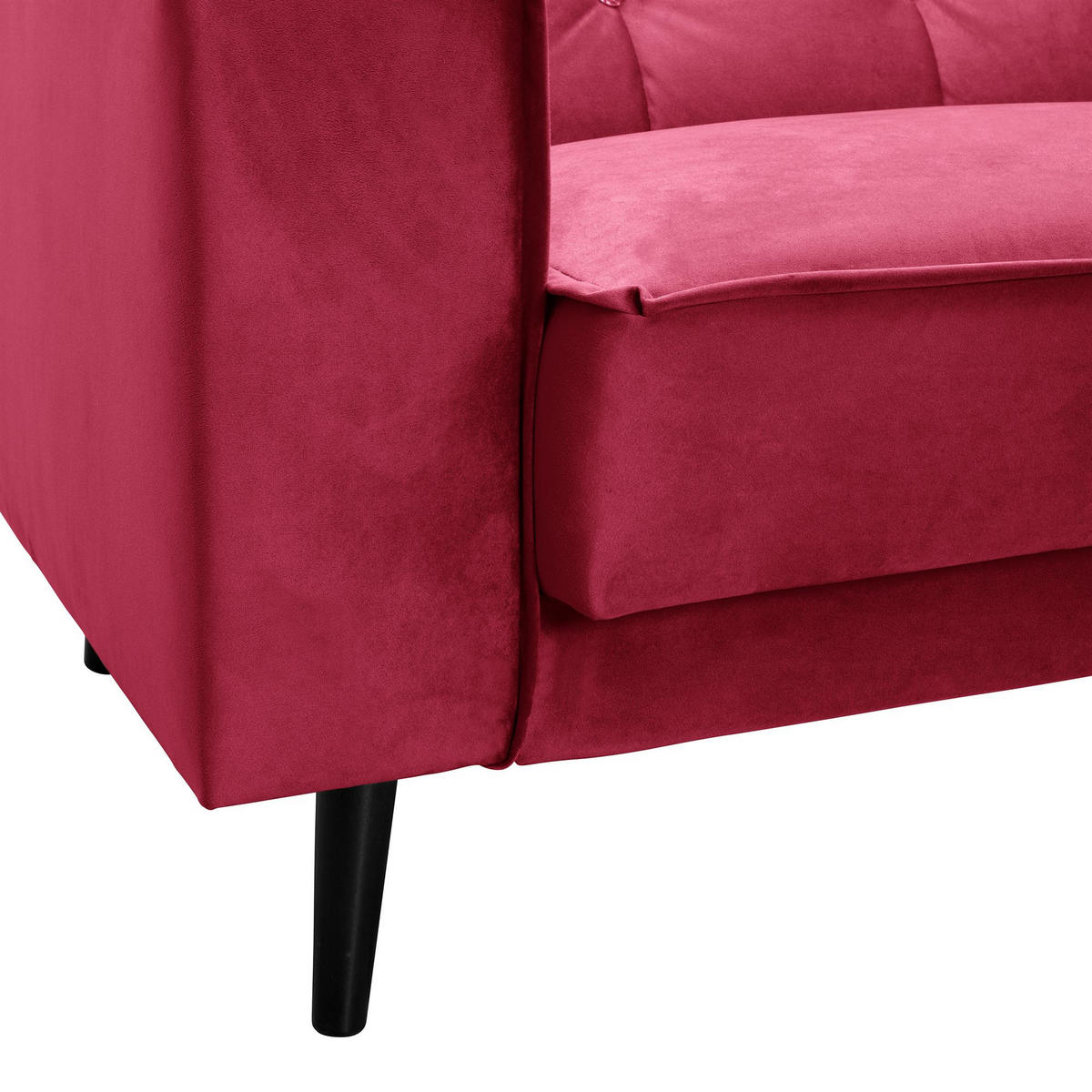 SOFA 3-Sitzer mit Bettfunktion Kaycee Samtvelours rot - Rot, Kunststoff (78/84/240cm) - 58aufmkessel