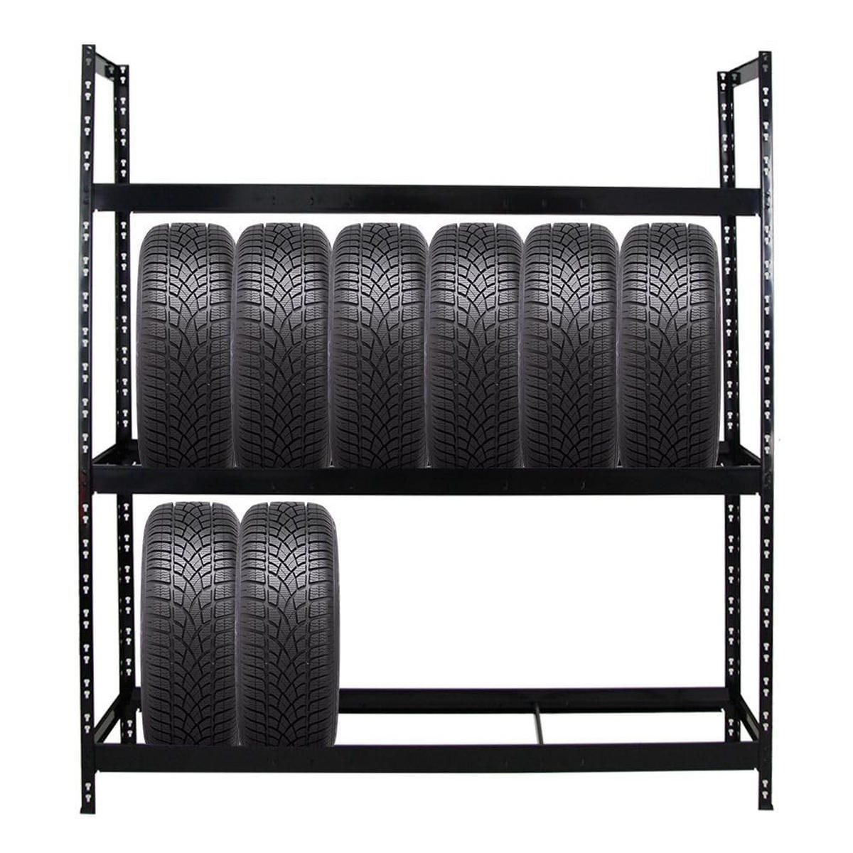 REIFENREGAL Tiger XL 2er-Set mit 2x 200x180x45 cm 300 kg Fachlast bis zu 42 Reifen Schwarz - Schwarz, Metall (360/200/45cm) - PROREGAL