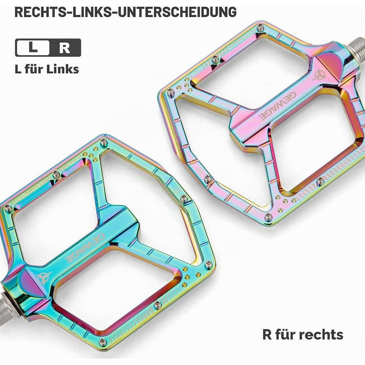 FAHRRADPEDALE CNC-Aluminium Rainbow Glossy 14 Pins - Multicolor, Metall (11/1.5/12cm)