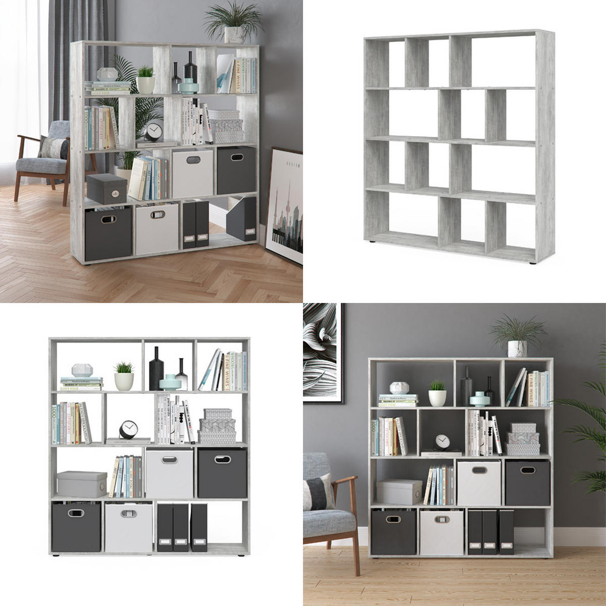RAUMTEILER Pilar Grau 131.6 x 143 cm - Grau, Holzwerkstoff (131.6/143/29cm) - Vicco