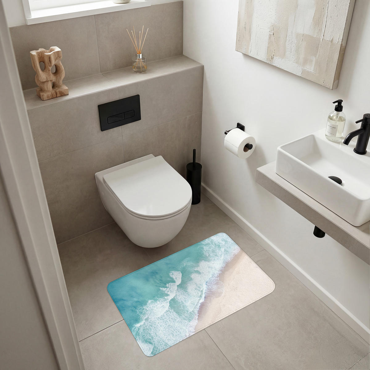 KOUPELNOVÁ PŘEDLOŽKA Pláž - Moře - Příroda - Léto 80x50 cm - tyrkysová, textil/plast (80/50cm) - OnlyWow