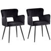 ESSZIMMERSTUHL 2er-Set Samtstoff Schwarz Sanilac - Schwarz, Textil/Metall (52/75/44cm) - Beliani