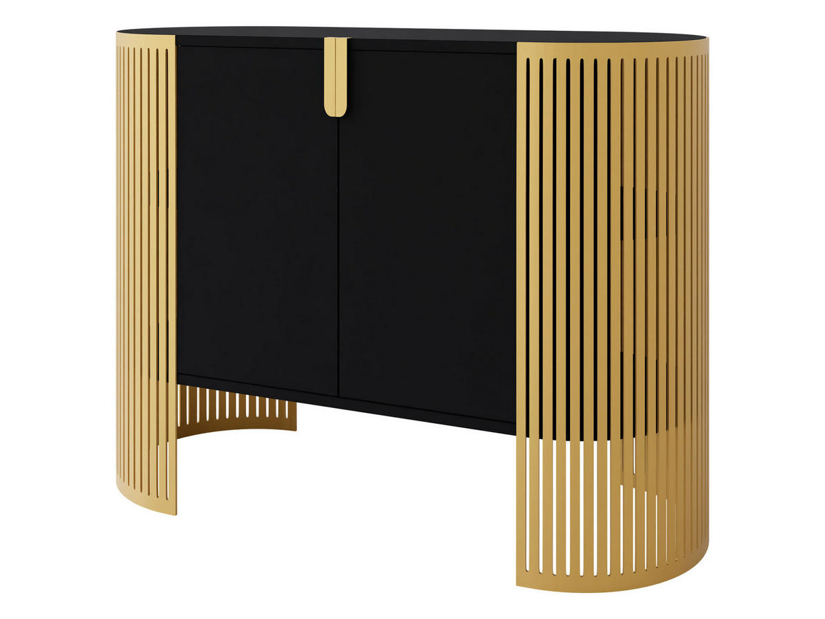 KOMMODE Fikoli Gold - Goldfarben/Schwarz, Holzwerkstoff/Metall (120/90/40cm) - MIRJAN24