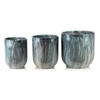 BLUMENTOPF Neva Marble 3er Set Blau 28x28x29/23,5x23,5x26,5/19x19x24,5cm - Blau, Keramik (28/29cm) - Mondex