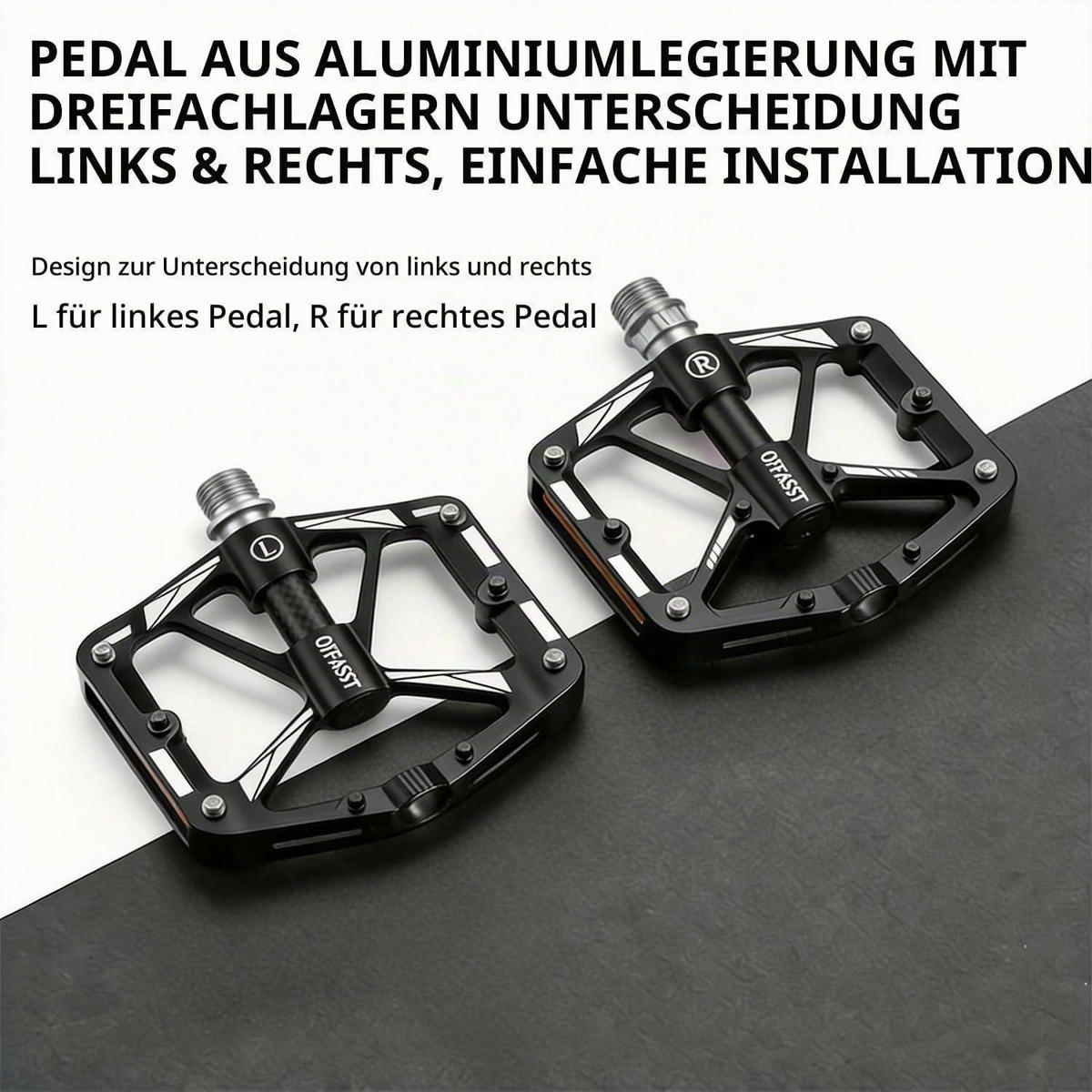FAHRRADPEDALE Ultraleicht Carbon 283g 3-Lager CNC Aluminium 9/16" MTB Rennrad - Schwarz, Metall (10/2.1/11.1cm)