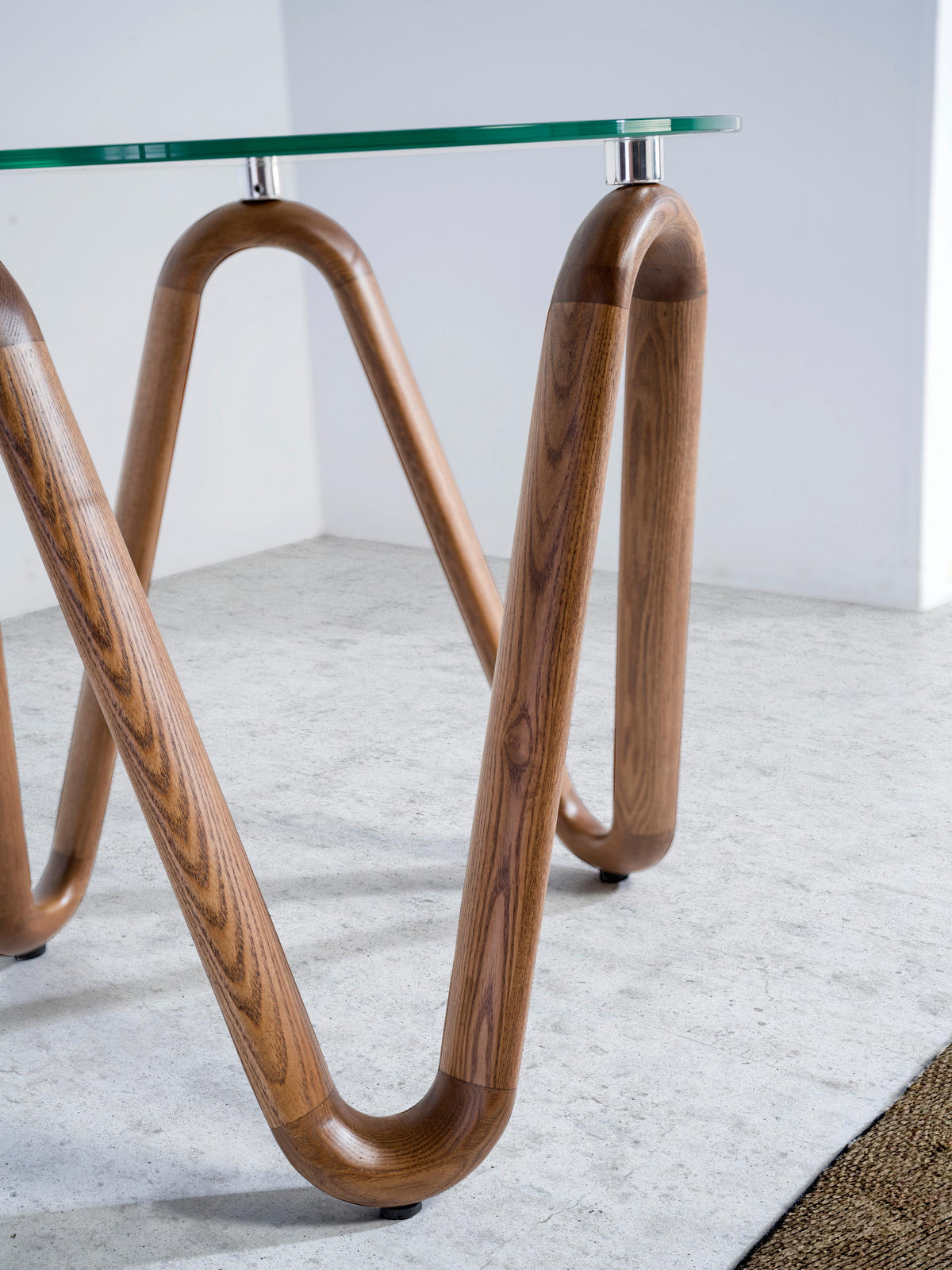 ECKTISCH Rund, Glas, Walnuss 50/ 50/ 51 cm - Transparent/Nussbaumfarben, Glas/Holz (50/50/51cm) - ANGEL CERDA