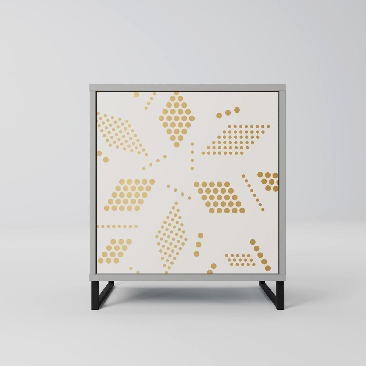 SIDEBOARD SPOTTED DAZE, Grau, 57,5x42x70,5 cm, Schwarze Metall-Sternfüße - Multicolor/Schwarz, Holzwerkstoff/Metall (57.5/70.5/42cm) - SpaceRebels
