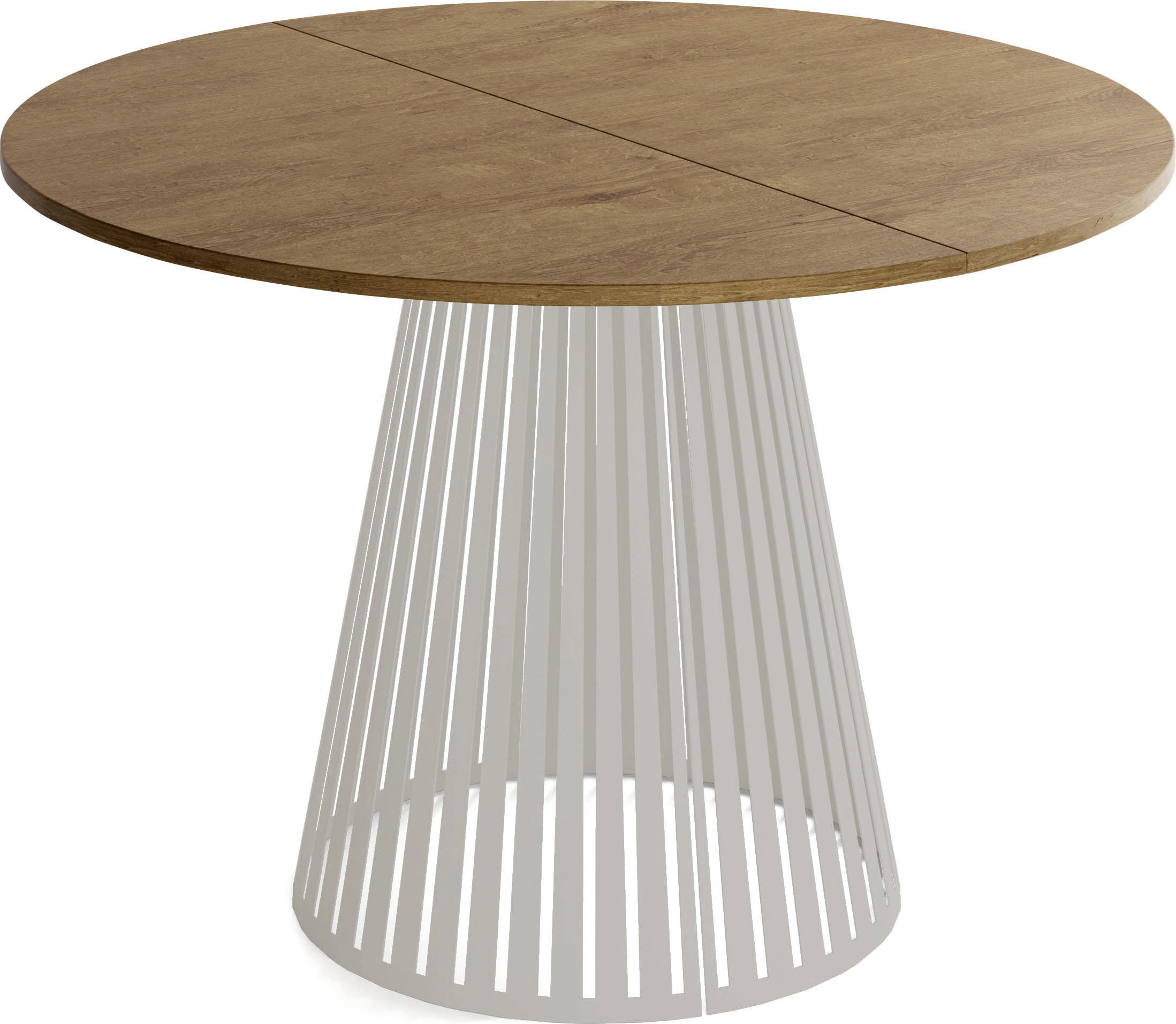 ESSTISCH Naro rund ausziehbar mit Lamellen-Metallgestell in Grau-Beige, Braun 120-200/120/76 cm - Kaschmir/Alteiche, Holzwerkstoff/Metall (120/196/76cm) - WFL GROUP