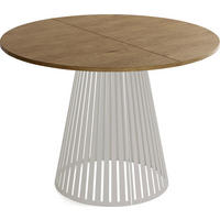ESSTISCH Naro rund ausziehbar mit Lamellen-Metallgestell in Grau-Beige, Braun 100-180/100/76 cm - Kaschmir/Alteiche, Holzwerkstoff/Metall (100/176/76cm) - WFL GROUP