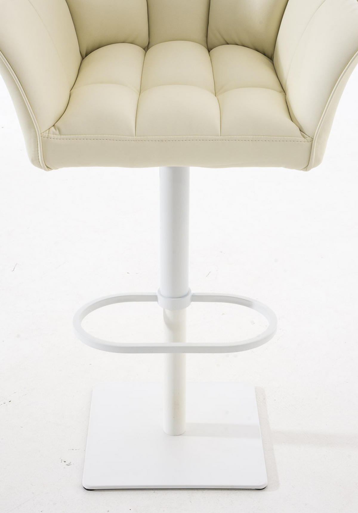 BARHOCKER 2er Set Damaskus Kunstleder weiß creme - Naturfarben/Weiß, Textil/Metall (64/110/48cm) - TPFLiving