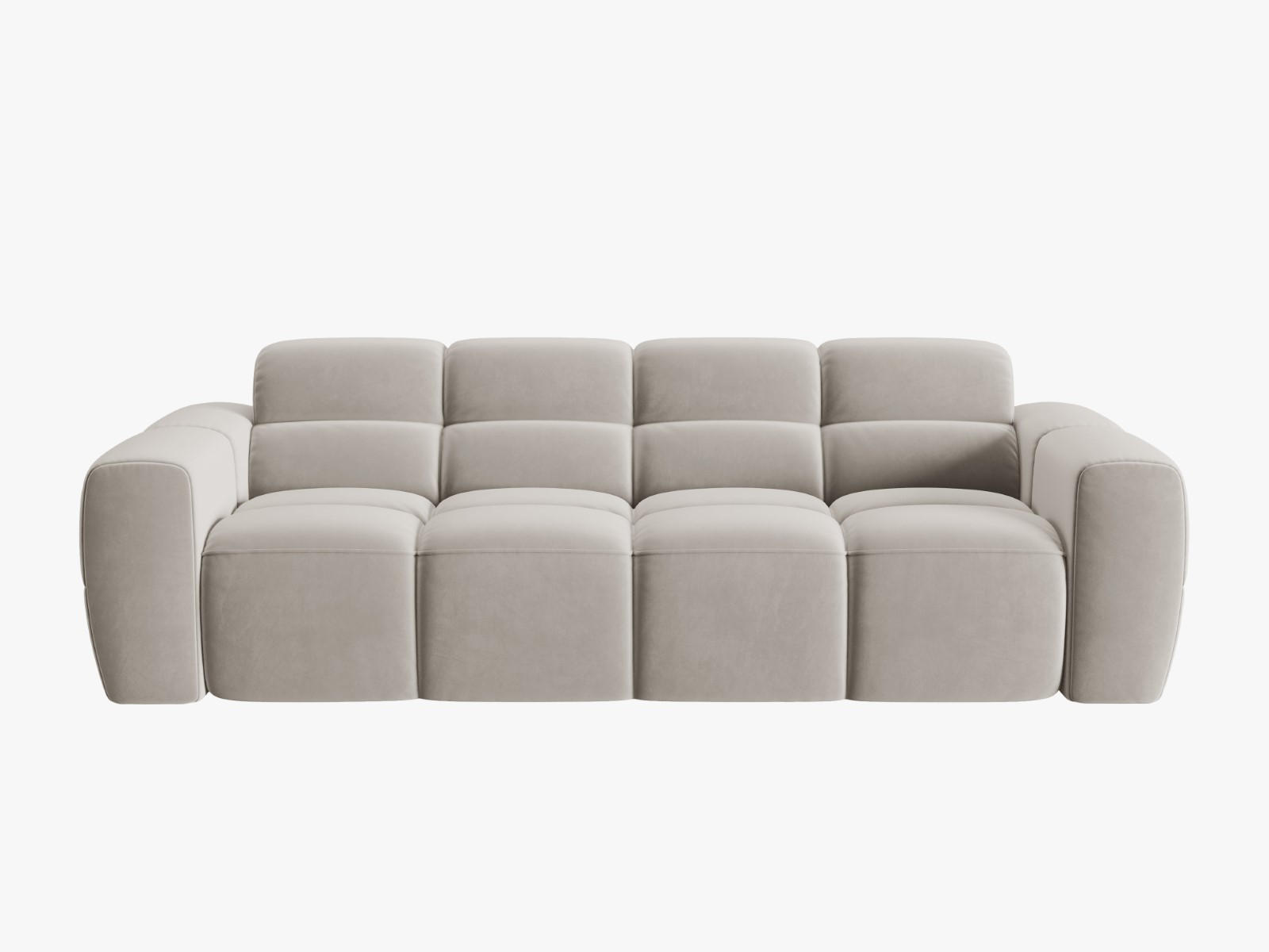 SOFA Lisa aus Samt leichtes beige 4 Sitzplätze - Creme, Textil (256/77/101cm) - Micadoni
